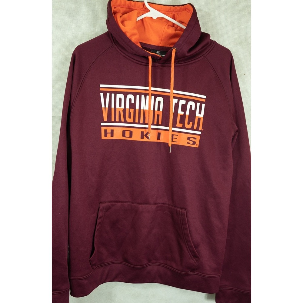 Colosseum Virginia Tech Hokies Hoodie Mens Large Maroon Orange NCAA Sweatshirt